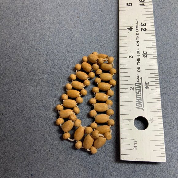 Ladder Pattern Stretch Bracelet Vintage Wooden Bead Light Brown Boho Retro Chic - Picture 3 of 3